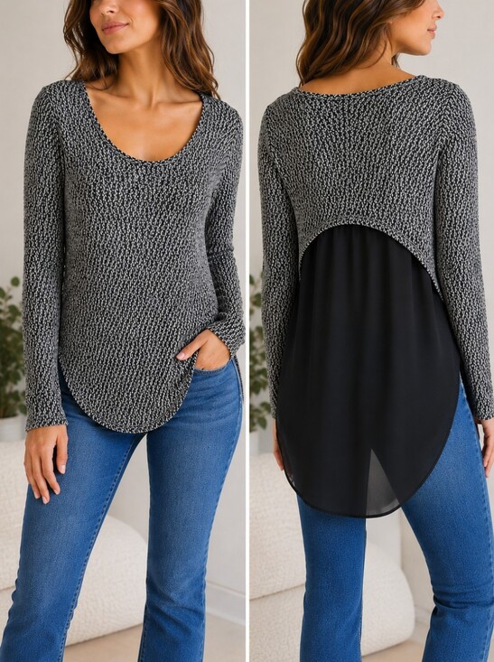 Lush Tops - Size S Lush Black and White Long Sleeve Knit Top